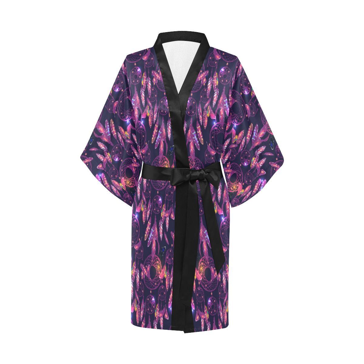 Dream catcher neon Women Short Kimono Robe
