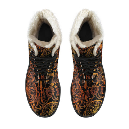 Dream catcher Sun and Moon Faux Fur Leather Boots-JTAMIGO.COM
