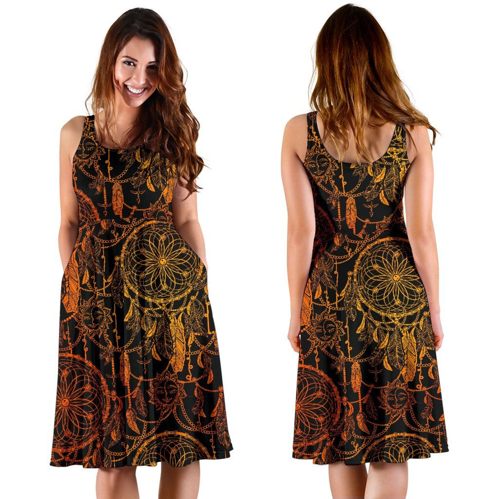 Dream Catcher Sun And Moon Sleeveless Dress