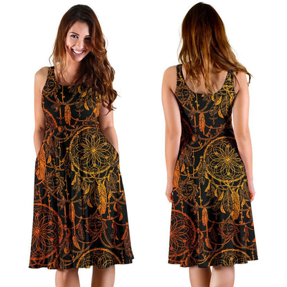 Dream Catcher Sun And Moon Sleeveless Dress