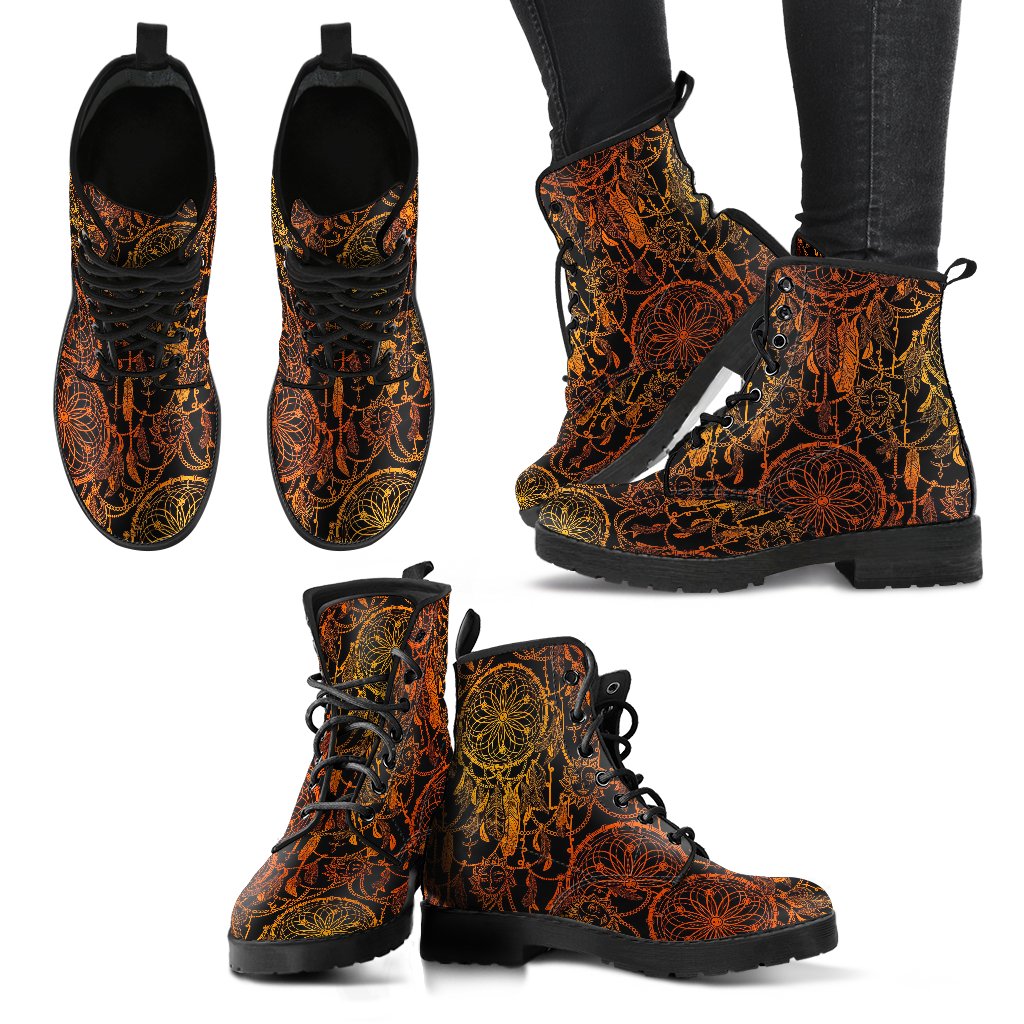 Dream catcher Sun and Moon Women Leather Boots-JTAMIGO.COM