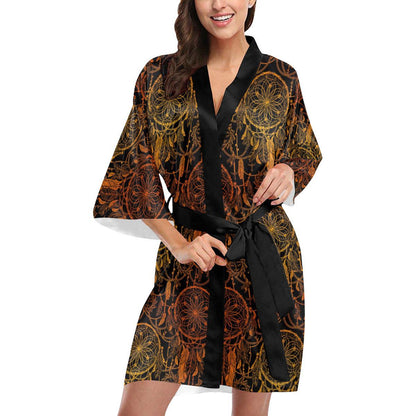 Dream catcher Sun and Moon Women Short Kimono Robe