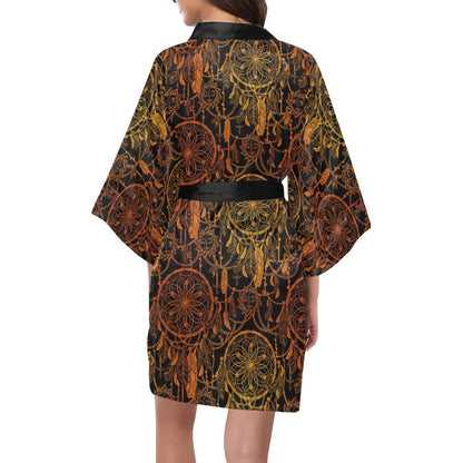 Dream catcher Sun and Moon Women Short Kimono Robe