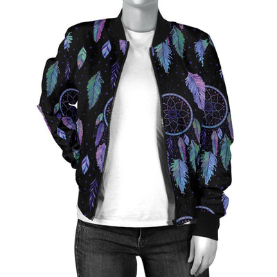 Dream Catcher Tribal Design Women Casual Bomber Jacket