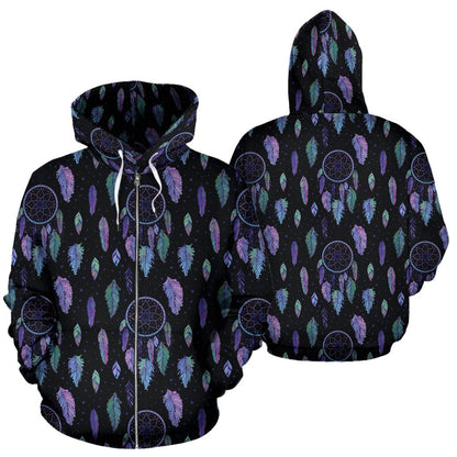 Dream Catcher Tribal Design Zip Up Hoodie