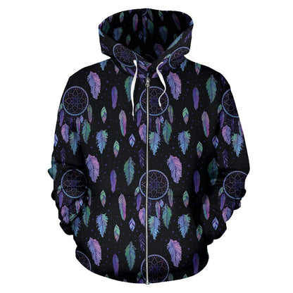 Dream Catcher Tribal Design Zip Up Hoodie
