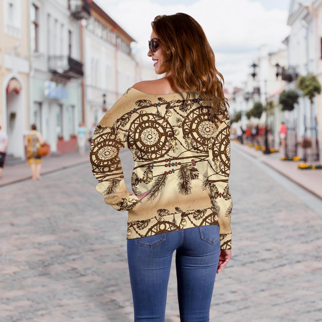 Dream Catcher Vintage Native Off Shoulder Sweatshirt