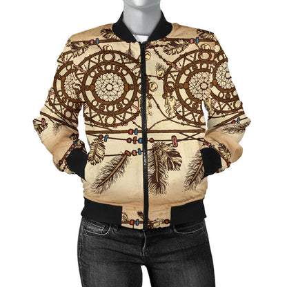 Dream Catcher Vintage Native Women Casual Bomber Jacket