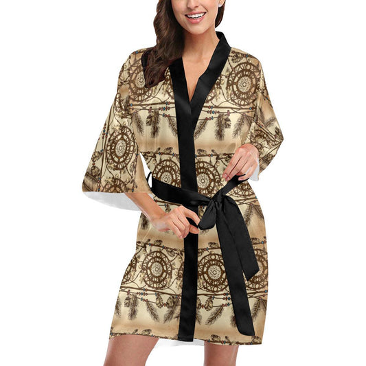 Dream catcher vintage native Women Short Kimono Robe
