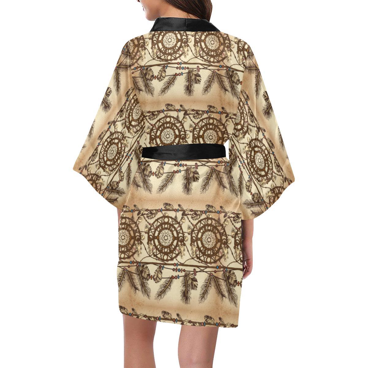 Dream catcher vintage native Women Short Kimono Robe