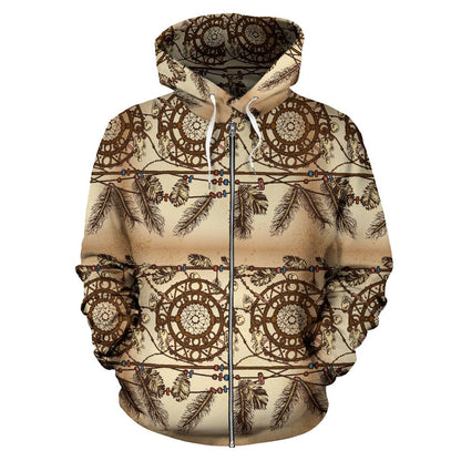 Dream Catcher Vintage Native Zip Up Hoodie