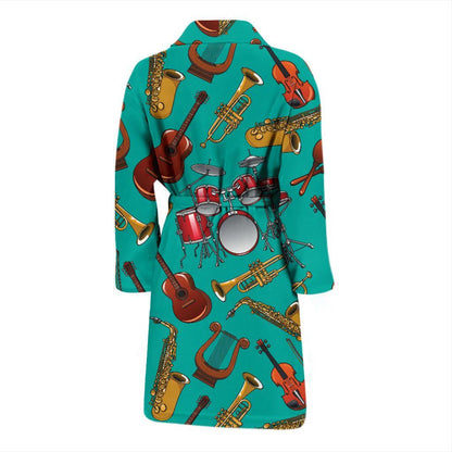 Drum Set Pattern Print Design 01 Men Bathrobe-JORJUNE.COM