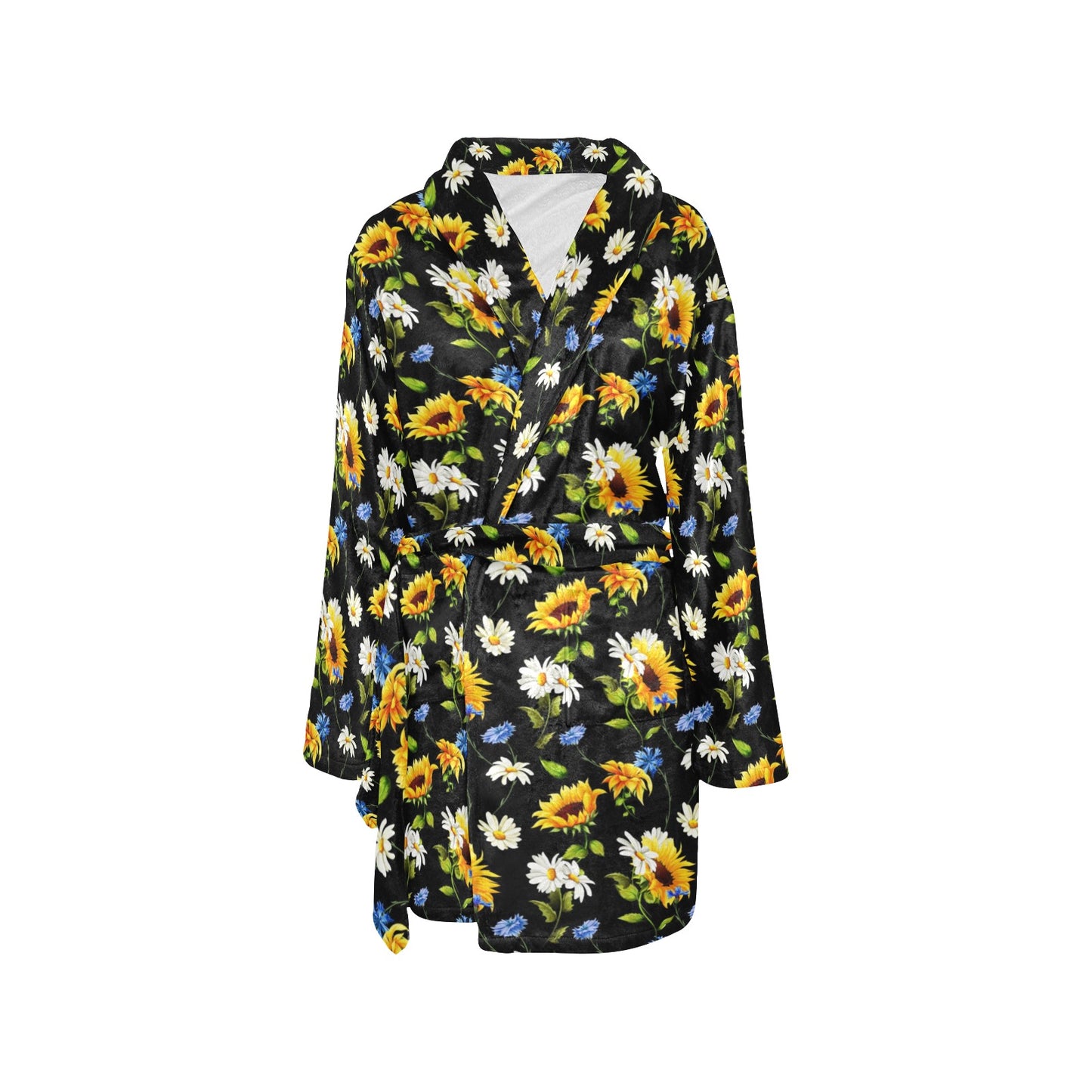 Sunflower Chamomile Bright Color Print Women's Fleece Robe