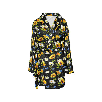 Sunflower Chamomile Bright Color Print Women's Fleece Robe