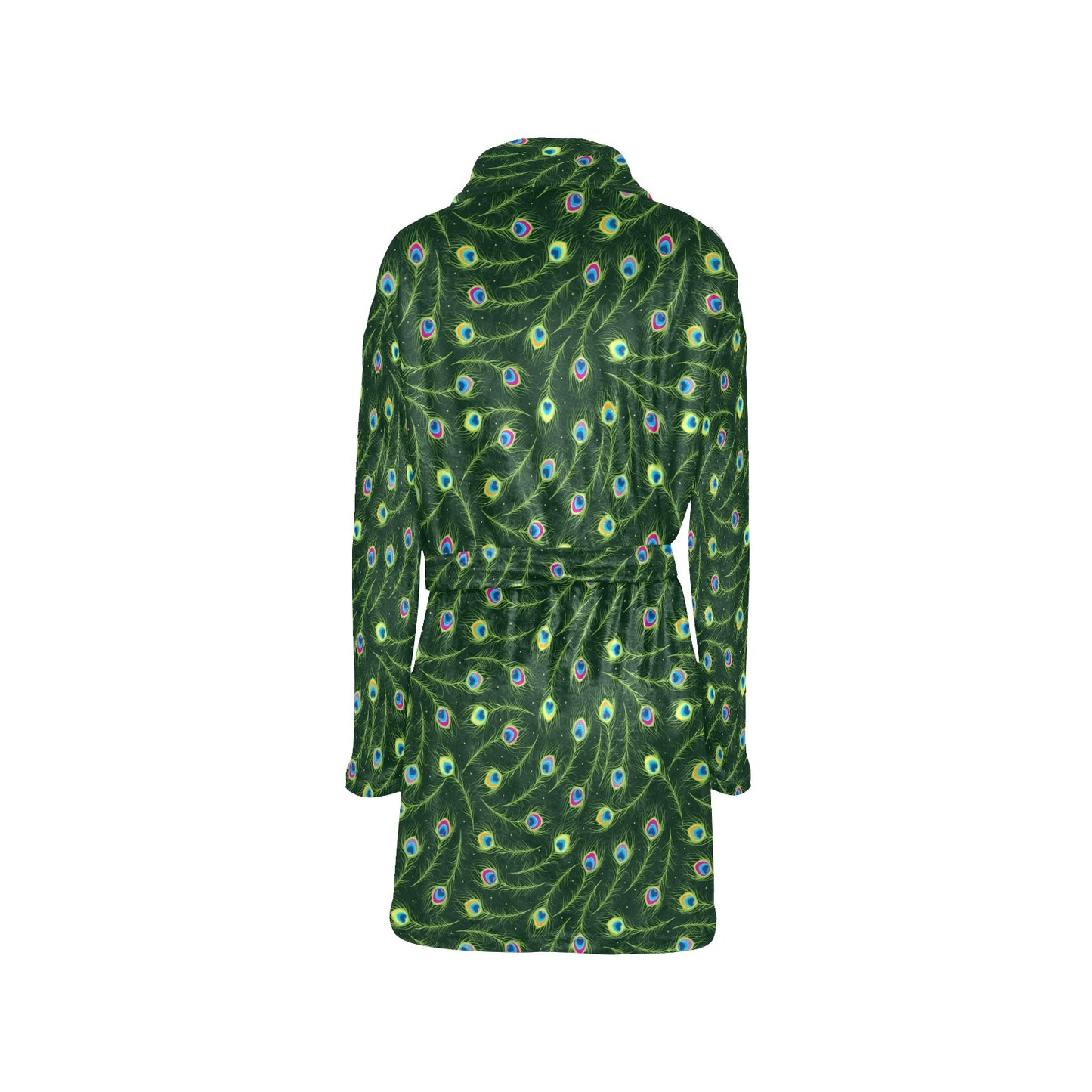 Peacock Feather Green Design Print Women's Fleece Robe
