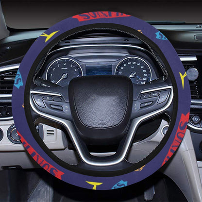 Surfboard Print Design LKS305 Steering Wheel Cover with Elastic Edge