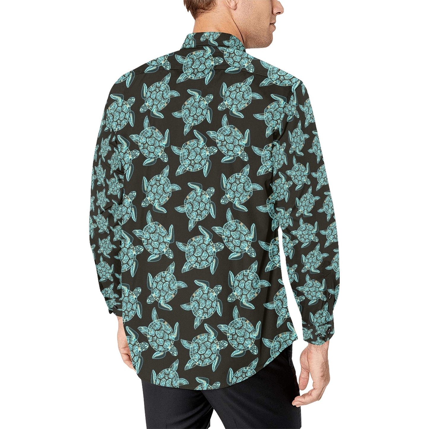 Sea Turtle Print Design LKS302 Men's Long Sleeve Dress Shirt