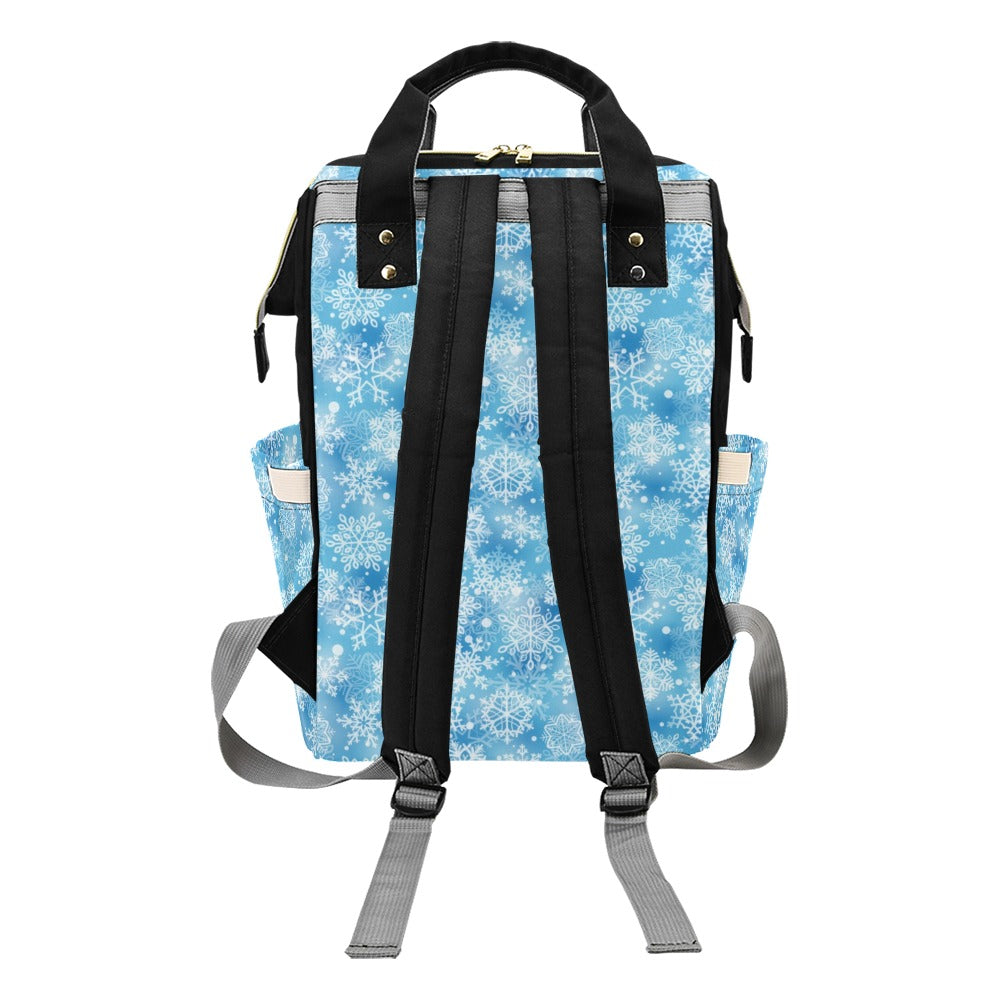Snowflake Blue Print Design LKS301 Diaper Bag Backpack