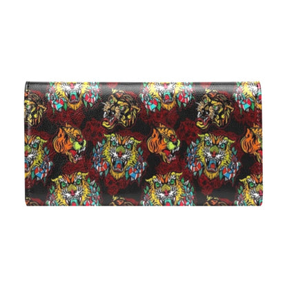 Tattoo Tiger Colorful Design Women's Trifold Wallet