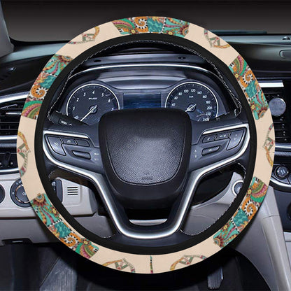 Hippie Van Peace Print Design LKS303 Steering Wheel Cover with Elastic Edge