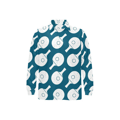 Ping Pong Pattern Print Design A02 Long Sleeve Polo Shirt For Men's