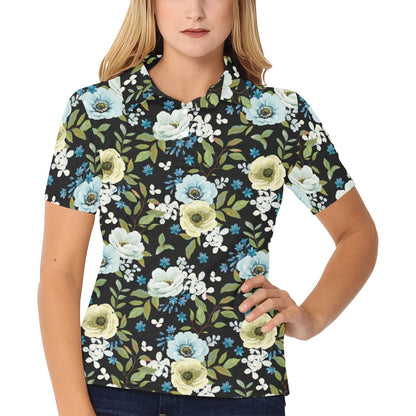 Anemone Pattern Print Design AM03 Women's Polo Shirt