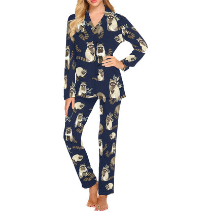 Raccoon Pattern Print Design A06 Women's Long Pajama Set