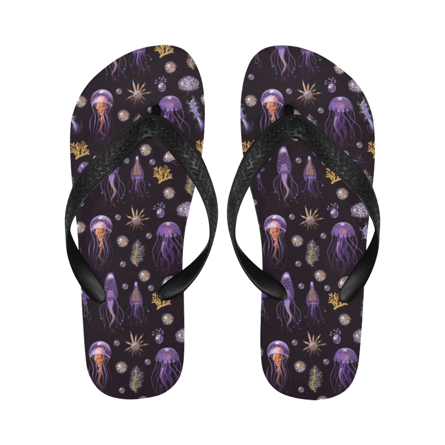Seaweed With Jelly Fish Print Design LKS305 Flip Flops
