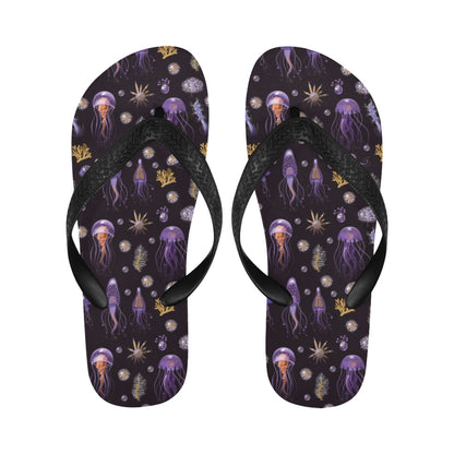 Seaweed With Jelly Fish Print Design LKS305 Flip Flops