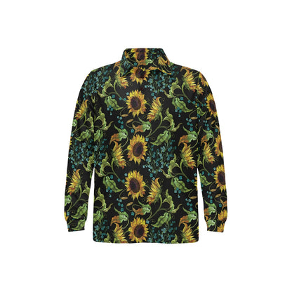 Sunflower Print Design LKS308 Long Sleeve Polo Shirt For Men's