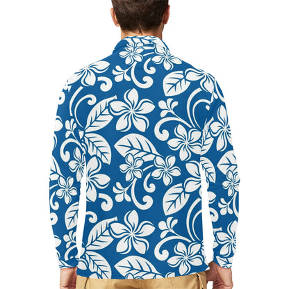 Plumeria Pattern Print Design PM013 Long Sleeve Polo Shirt For Men's