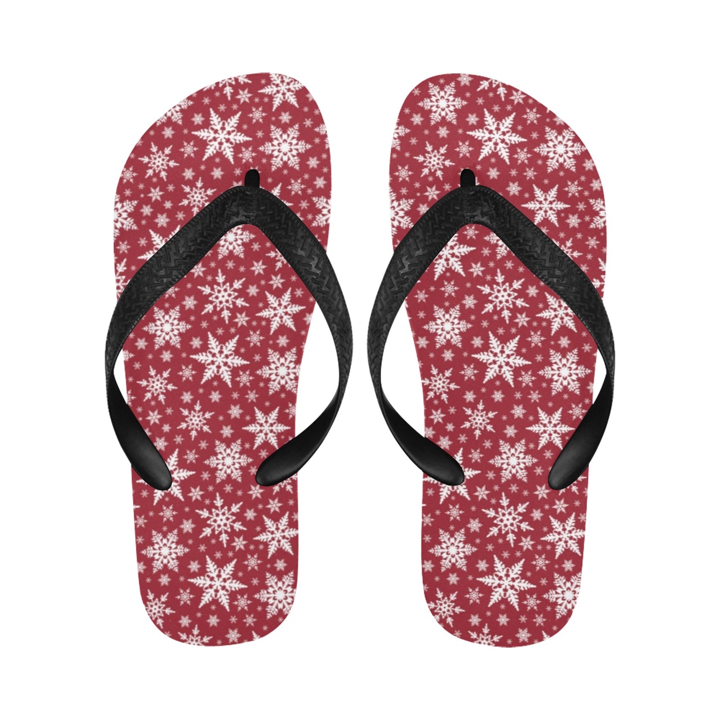 Snowflake Red Print Design LKS302 Flip Flops