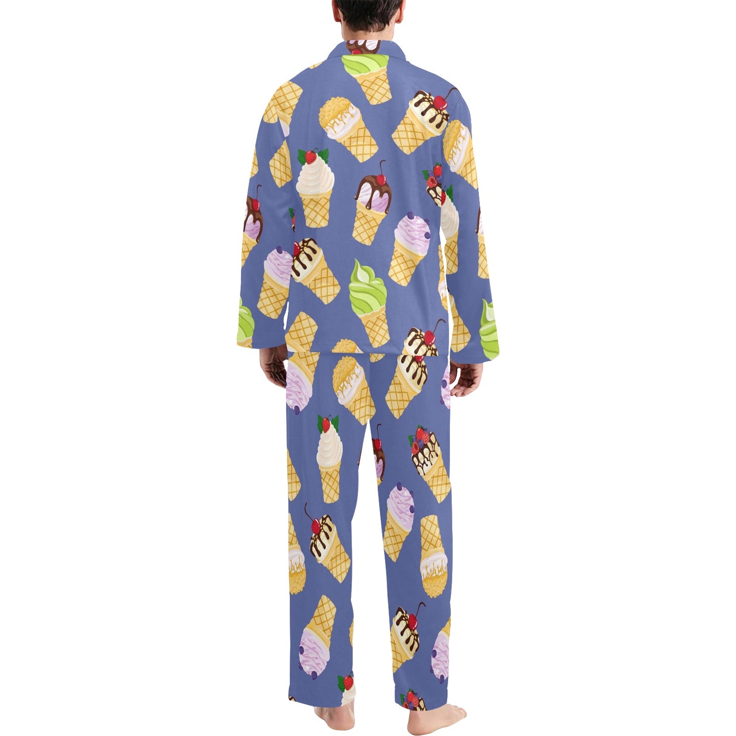 Ice Cream Pattern Print Design IC03 Men's Long Pajama Set