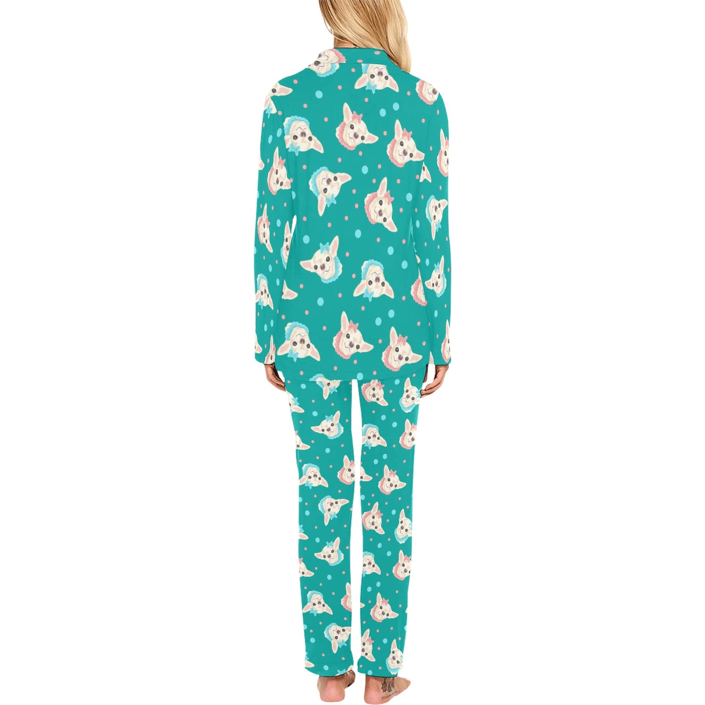 Chihuahua Polka Dot Pattern Women's Long Pajama Set