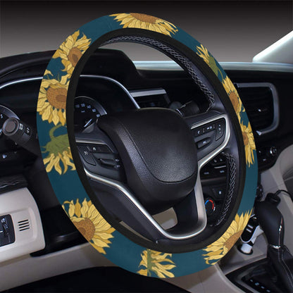 Sunflower Print Design LKS305 Steering Wheel Cover with Elastic Edge