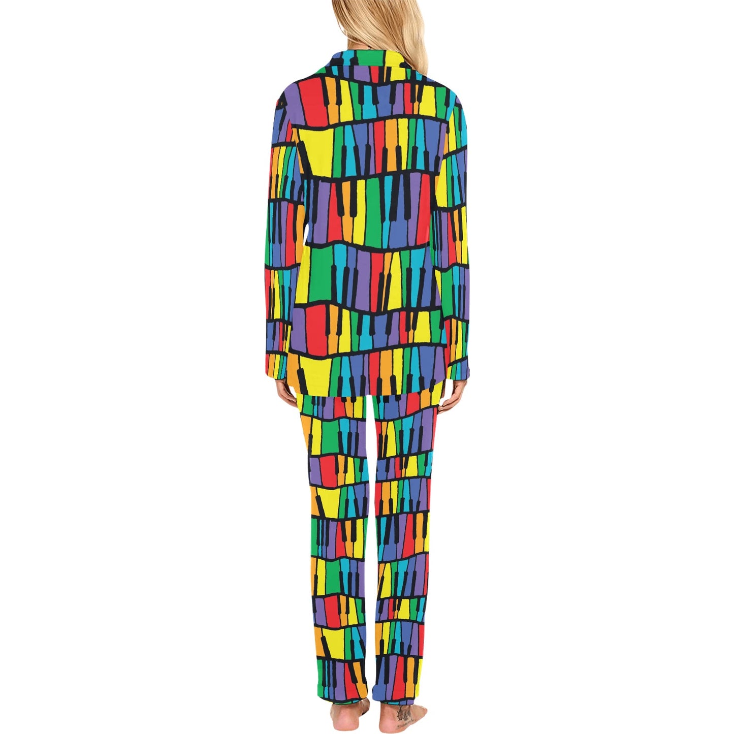 Piano Print Design LKS402 Women's Long Pajama Set