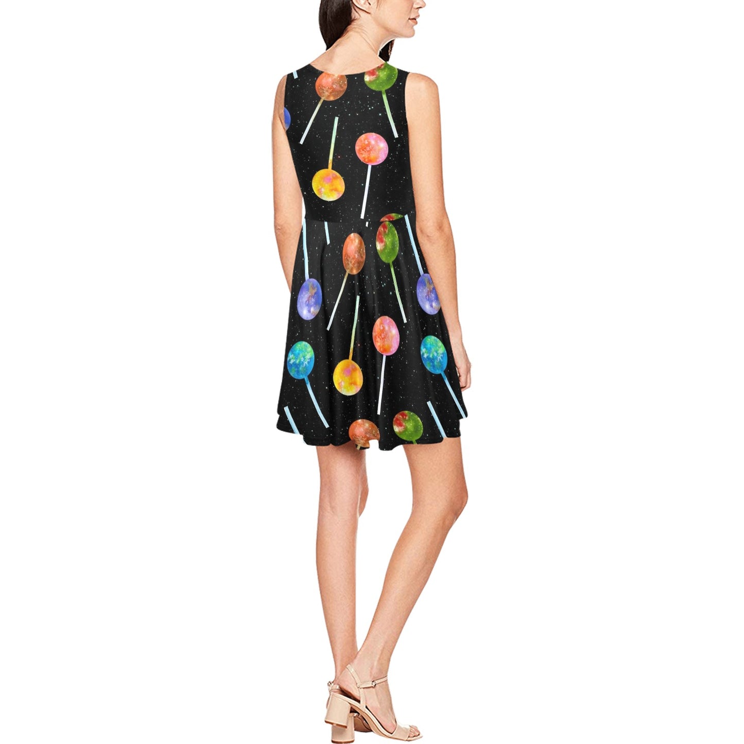 Lollipop Pattern Print Design LL04 Sleeveless Dress