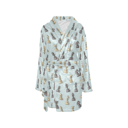 Chess Pattern Print Design 02 Women's Fleece Robe