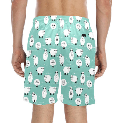 Sheep Print Design LKS404 Men's Swim Trunks Beach Shorts
