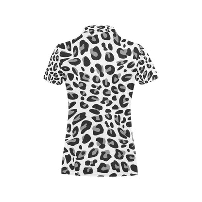 Snow Leopard Skin Print Women's Polo Shirt