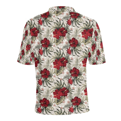 Hibiscus Print Design LKS3011 Men Polo Shirt