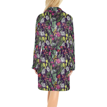 Cactus Pattern Print Design 08 Women's Fleece Robe