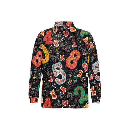 Number Pattern Print Design A03 Long Sleeve Polo Shirt For Men's