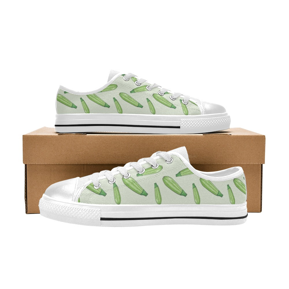 Zucchini Print Design LKS302 Women's White Low Top Shoes