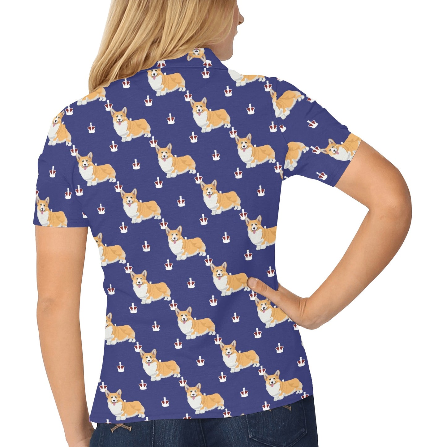Pembroke Welsh Corgis Pattern Print Design A07 Women's Polo Shirt