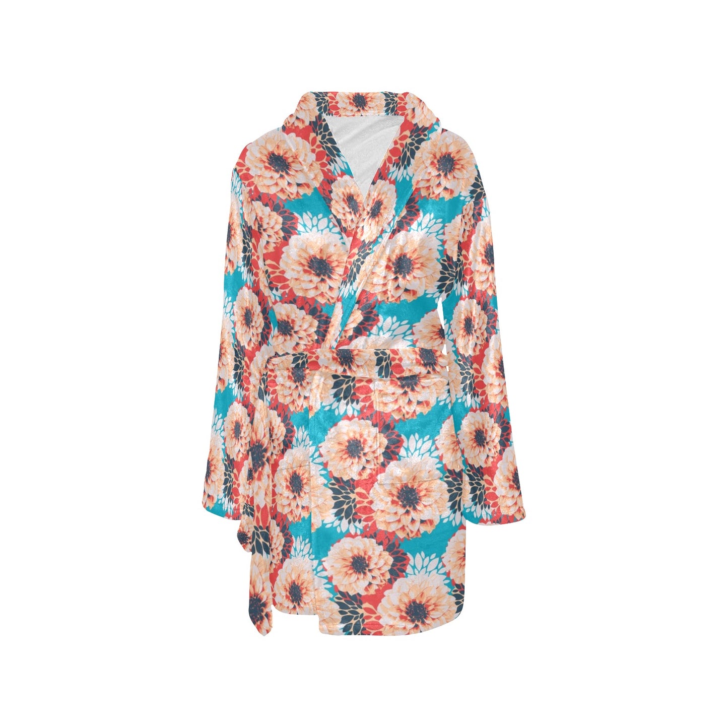 Dahlia Pattern Print Design DH05 Women's Fleece Robe