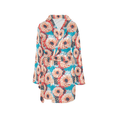 Dahlia Pattern Print Design DH05 Women's Fleece Robe