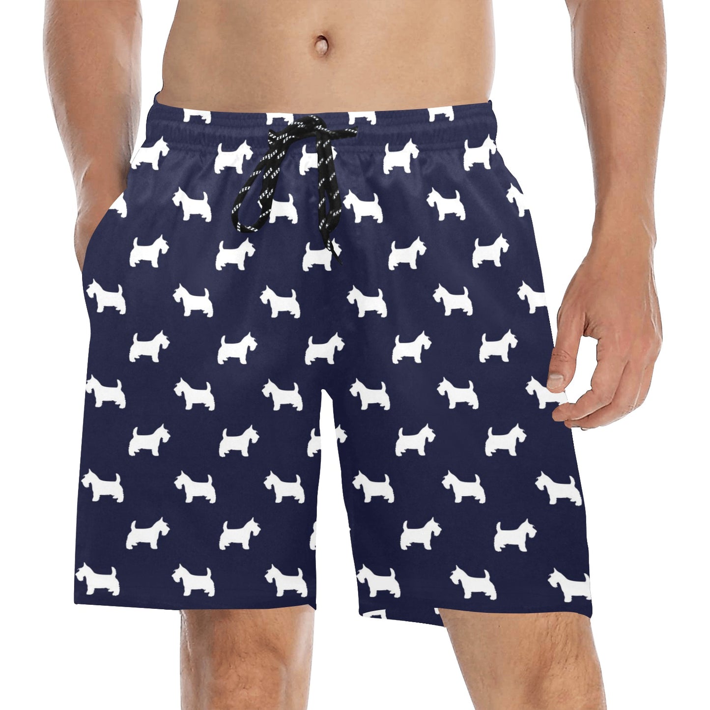 Scottish Terriers Print Design LKS3019 Men's Swim Trunks Beach Shorts
