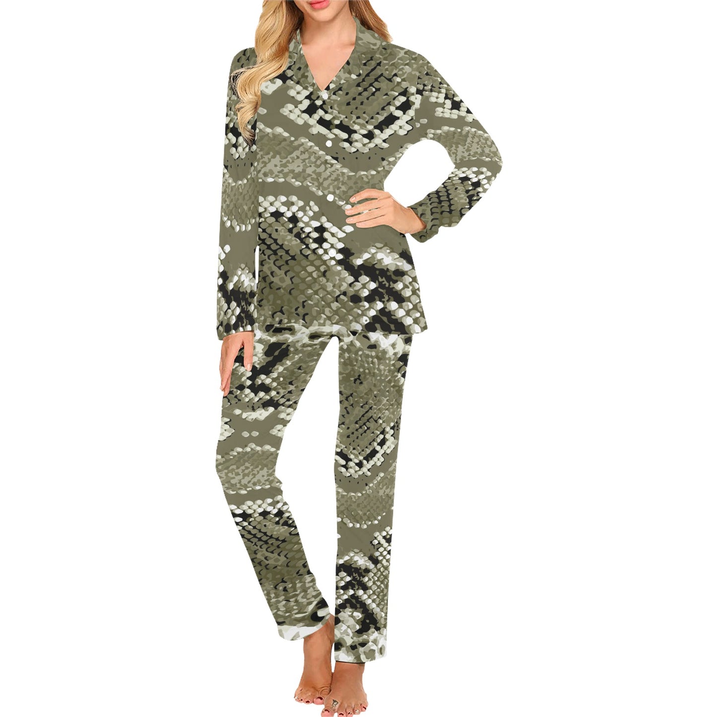 Python Pattern Print Design A04 Women's Long Pajama Set