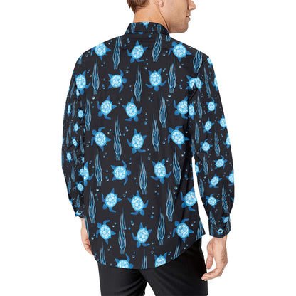 Sea Turtle Print Design LKS3013 Men's Long Sleeve Dress Shirt